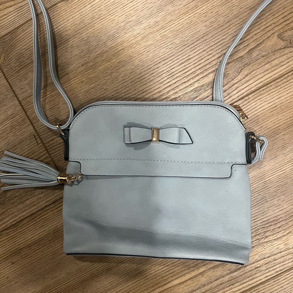 Chic Light Blue Crossbody Bag with Bow Detail - Picture 6 of 6